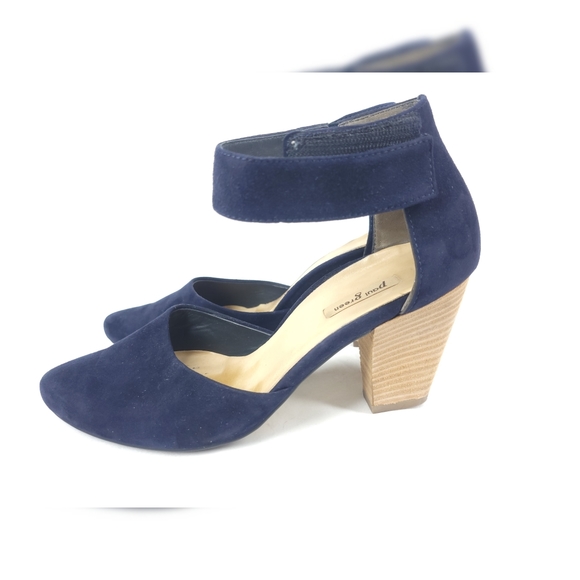 Paul Green Navy Ankle Strap Heels 5 - Picture 6 of 8